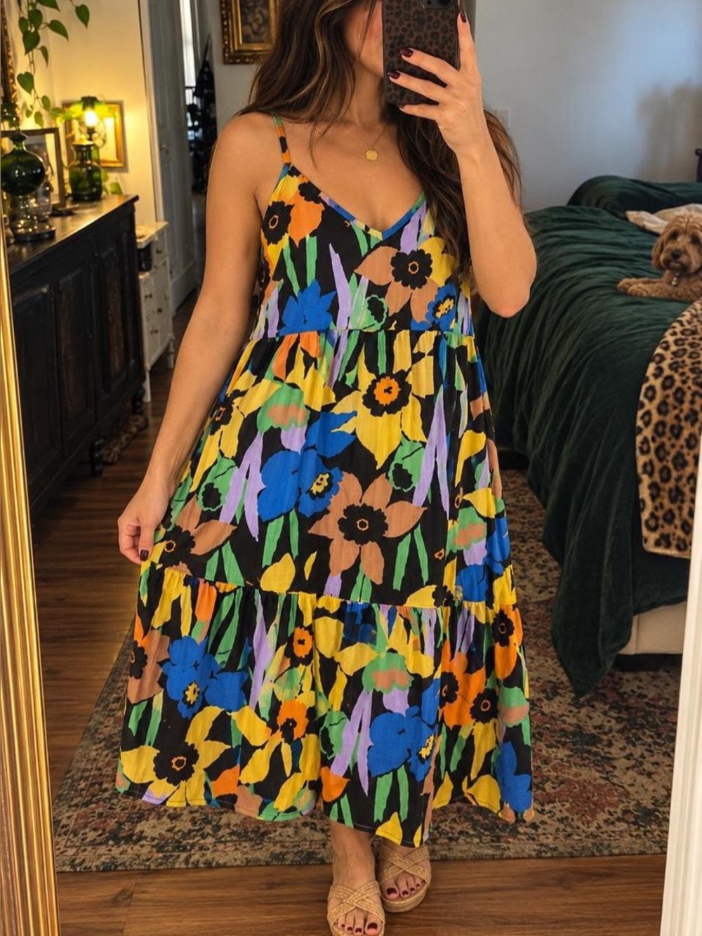 Roxy Floral Tiered Midi Sundress XS